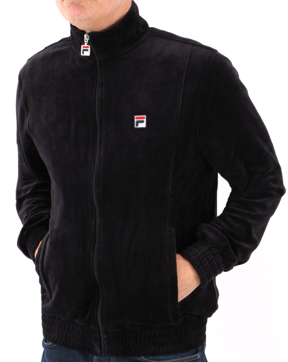 Fila Vintage Trainingsoberteil aus schwarzem Velours