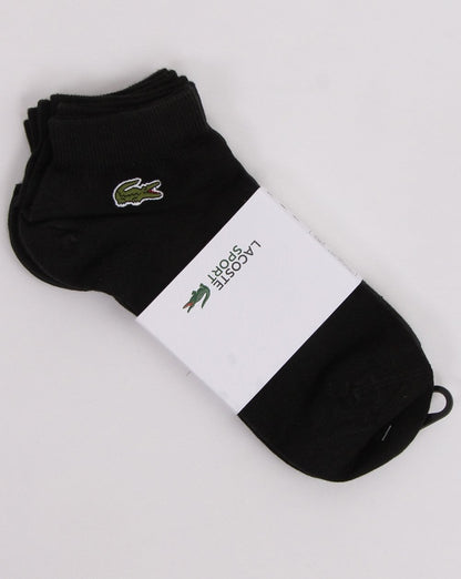 Lacoste Sport – Niedrig geschnittene Socken im Dreierpack in Schwarz