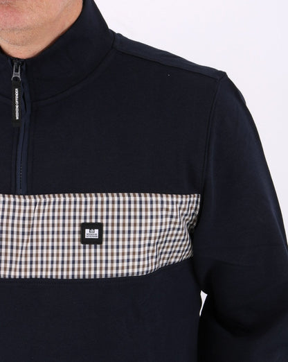 Weekend Offender – Sweatshirt mit Karomuster, Marineblau