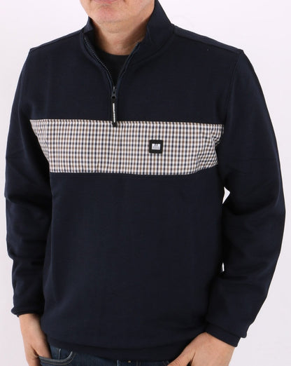 Weekend Offender – Sweatshirt mit Karomuster, Marineblau