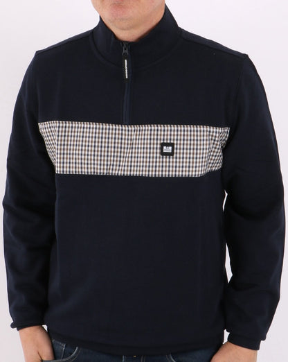Weekend Offender – Sweatshirt mit Karomuster, Marineblau