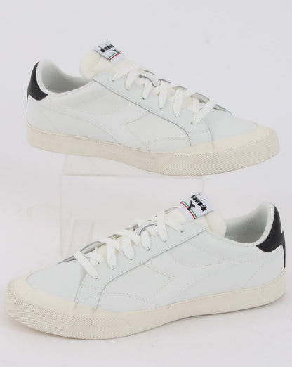 Diadora Melody Leder-Sneaker im Used-Look Weiß/Schwarz