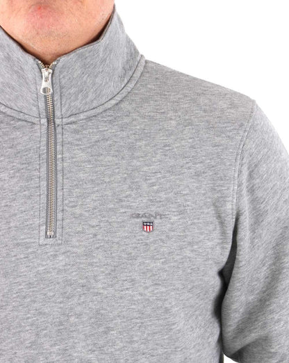 Gant Original Half Zip Sweat Grau Melange