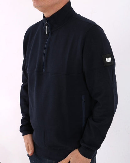 Weekend Offender – Sweatshirt mit 1/4-Reißverschluss in Marineblau