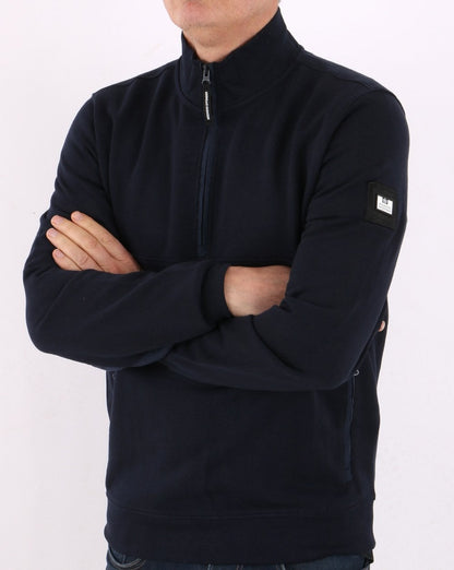 Weekend Offender – Sweatshirt mit 1/4-Reißverschluss in Marineblau