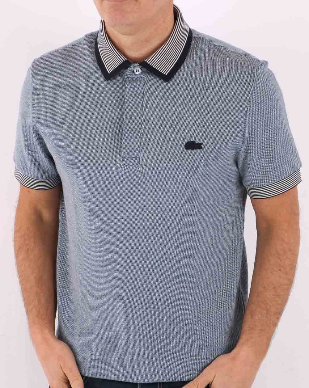 Lacoste Patterned Polo Shirt Blue/White