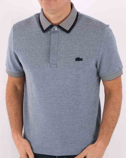 Lacoste Gemustertes Poloshirt Blau/Weiß