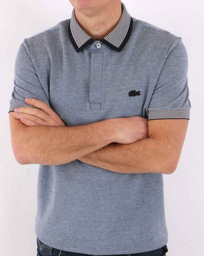 Lacoste Gemustertes Poloshirt Blau/Weiß