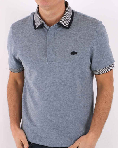 Lacoste Gemustertes Poloshirt Blau/Weiß
