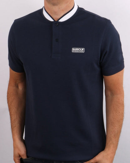 Barbour International Poloshirt mit Sportkragen und Tipped-Muster, Marineblau