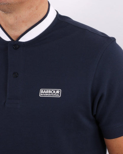 Barbour International Poloshirt mit Sportkragen und Tipped-Muster, Marineblau