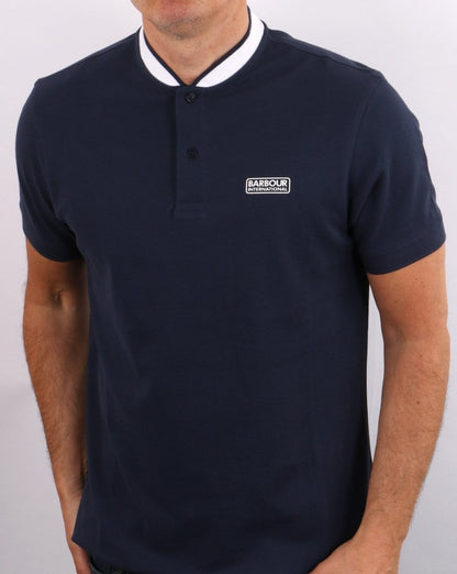 Barbour International Poloshirt mit Sportkragen und Tipped-Muster, Marineblau