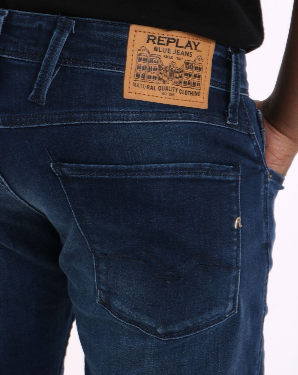 Replay – Anbass – Slim Fit Jeans in Dunkelblau