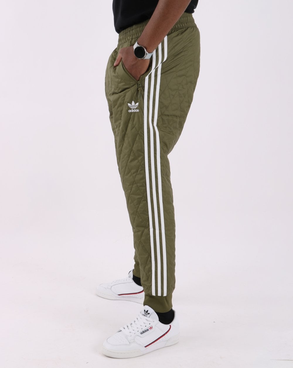 Adidas Originals – Gesteppte SST-Trainingshose in Olivgrün