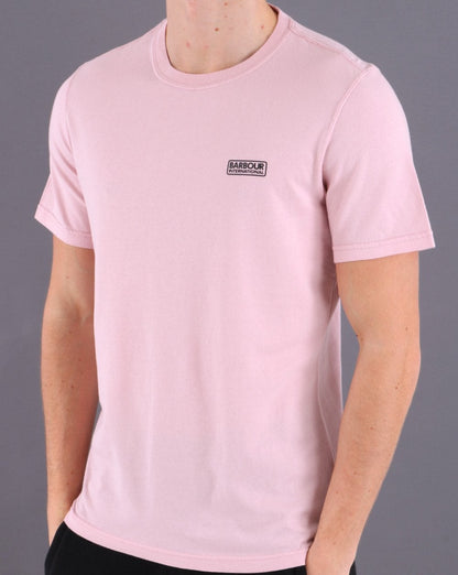 Barbour International – T-Shirt mit kleinem Logo in Aschenrosa