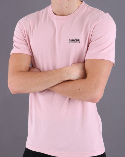 Barbour International – T-Shirt mit kleinem Logo in Aschenrosa