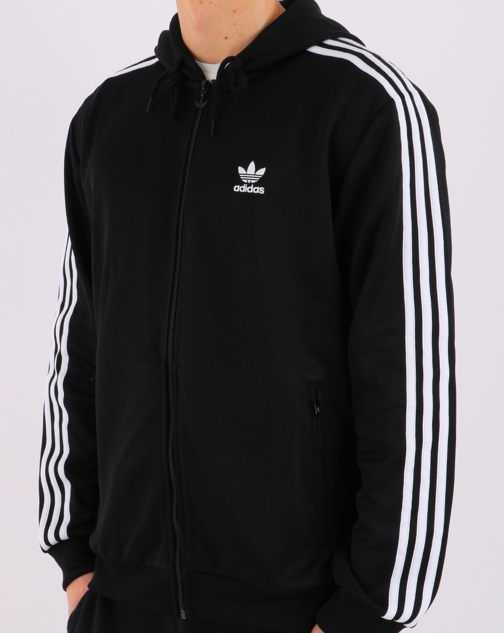 Adidas Originals – Adicolor – Kapuzenjacke mit durchgehendem Reißverschluss in Schwarz