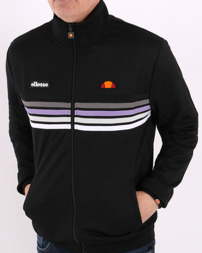 Ellesse – 5-Streifen-Trainingsoberteil, Schwarz/Flieder
