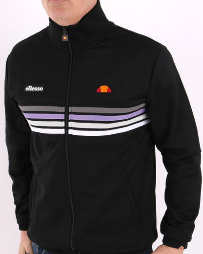 Ellesse – 5-Streifen-Trainingsoberteil, Schwarz/Flieder