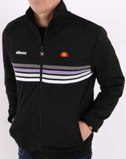 Ellesse – 5-Streifen-Trainingsoberteil, Schwarz/Flieder
