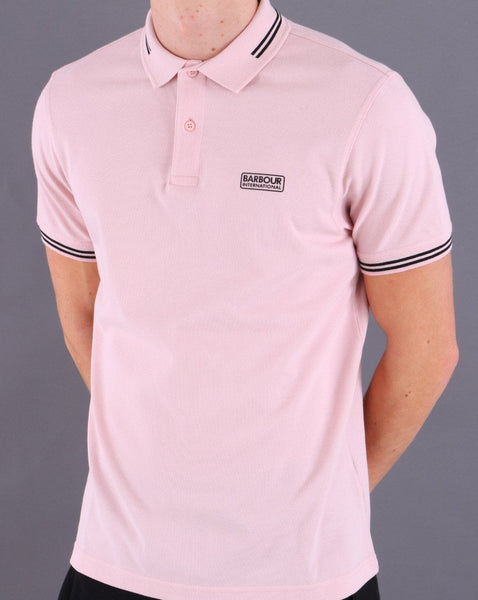 Barbour International Essential Tipped Polo Pink Cinder