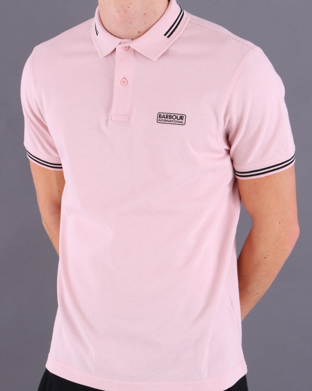 Barbour International Essential Tipped Polo Pink Cinder