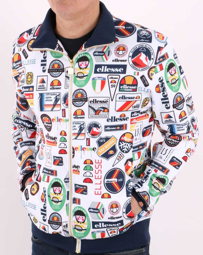 Ellesse – Trainingsjacke mit Badge, Weiß/Mehrfarbig
