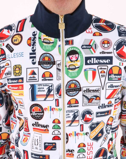 Ellesse – Trainingsjacke mit Badge, Weiß/Mehrfarbig