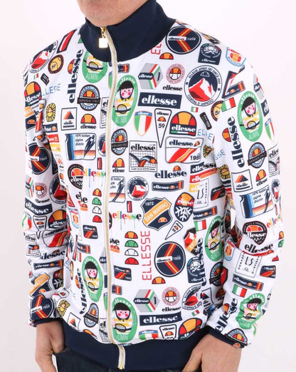 Ellesse – Trainingsjacke mit Badge, Weiß/Mehrfarbig