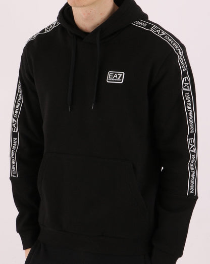 Emporio Armani – EA7 – Kapuzenpullover mit Logo-Tape in Schwarz