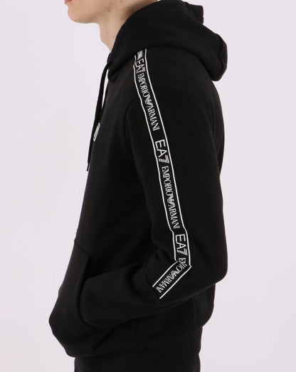 Emporio Armani – EA7 – Kapuzenpullover mit Logo-Tape in Schwarz