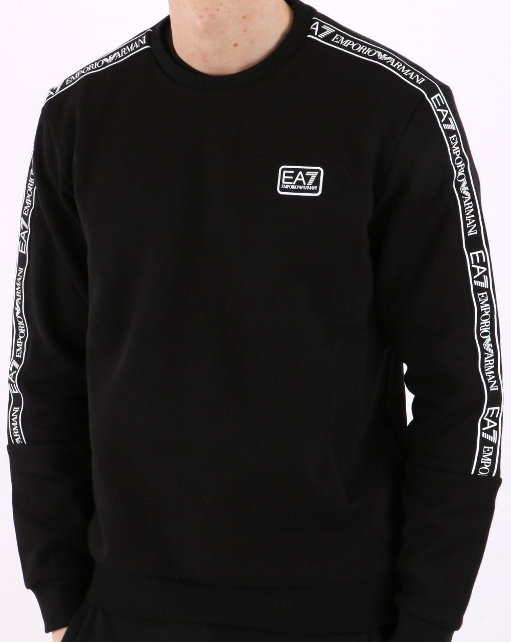 Emporio Armani – EA7 – Schwarzes Sweatshirt mit Logo-Tape