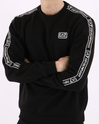 Emporio Armani – EA7 – Schwarzes Sweatshirt mit Logo-Tape