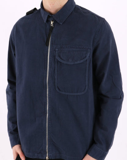 MA.STRUM Garment Dyed Zip Overshirt Tintenblau