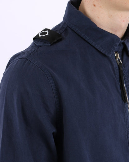 MA.STRUM Garment Dyed Zip Overshirt Tintenblau