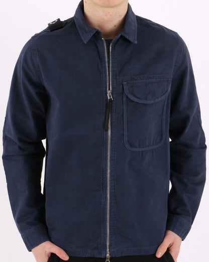 MA.STRUM Garment Dyed Zip Overshirt Tintenblau