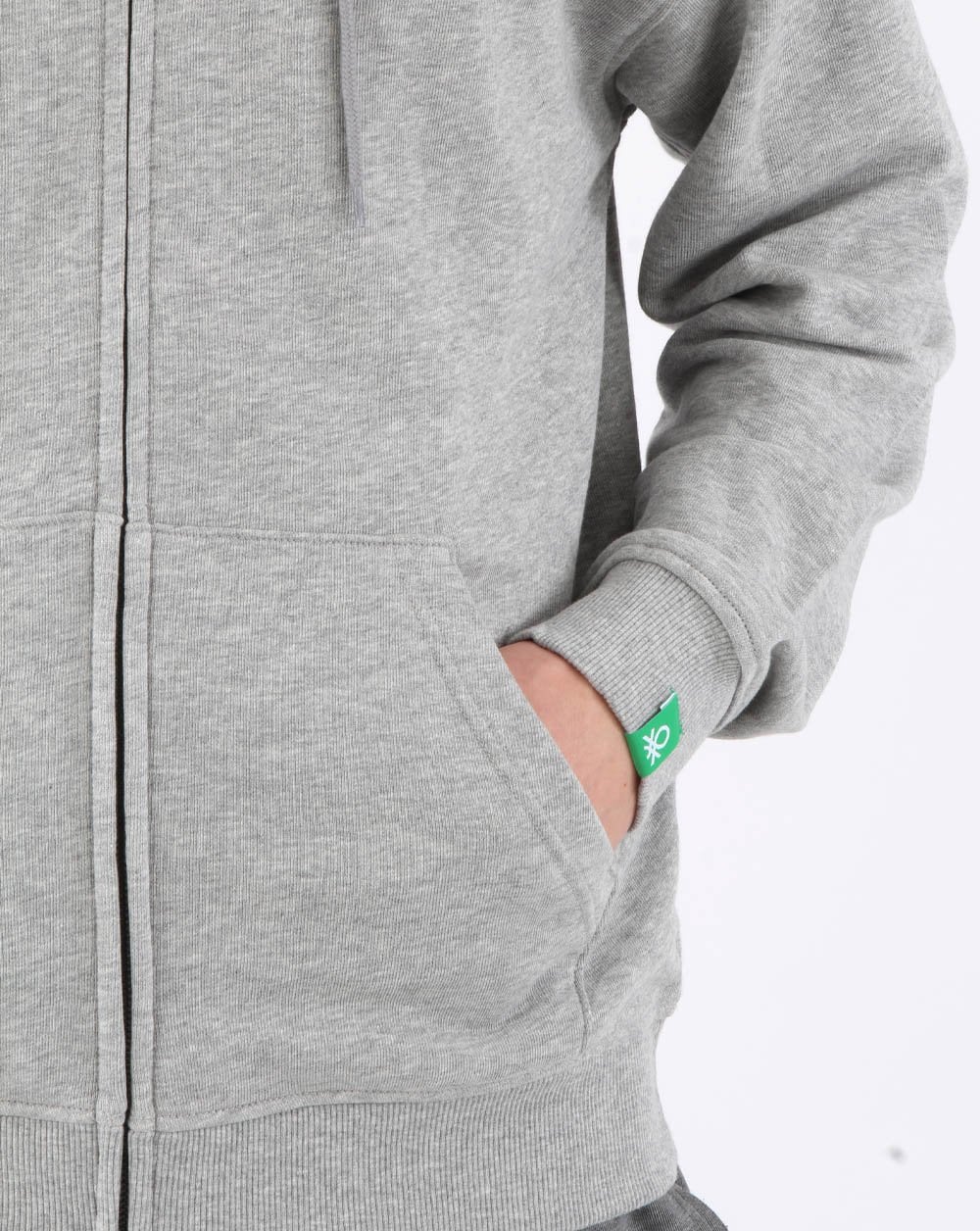 Benetton Kapuzenjacke mit durchgehendem Reißverschluss in Grau