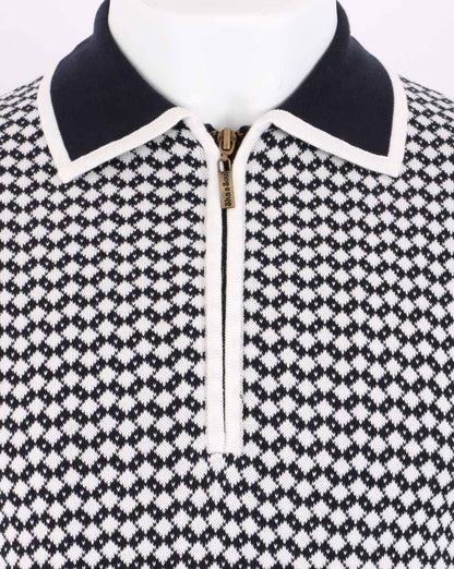 Ska &amp; Soul Diamond Knit Poloshirt Marineblau