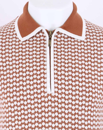 Ska &amp; Soul Diamond Strick-Poloshirt Ingwer