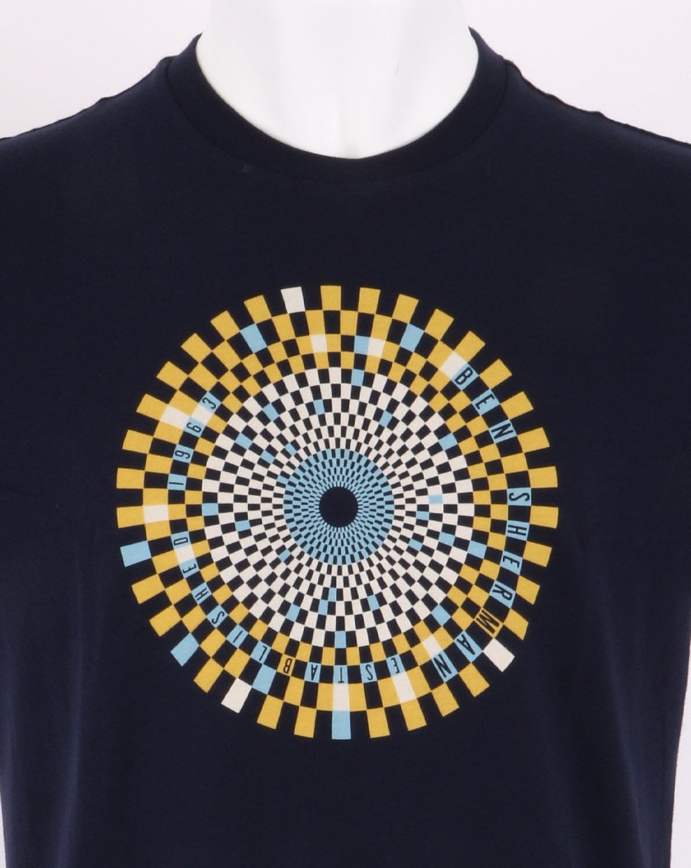 Ben Sherman – Ska Check Target – T-Shirt in Marineblau