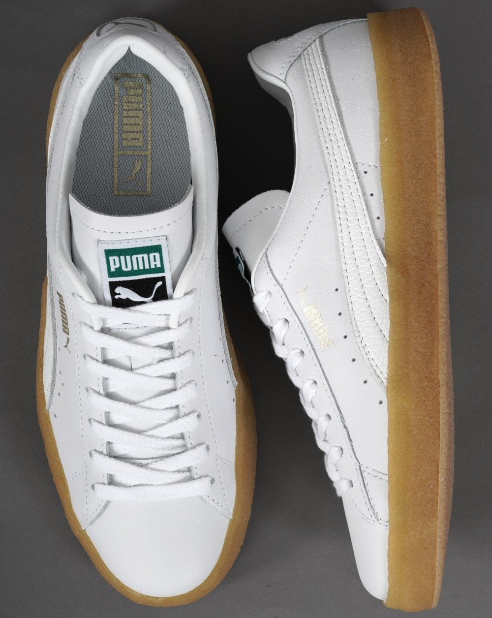 Puma – Wildleder-Crêpe-Sneaker aus weißem Leder