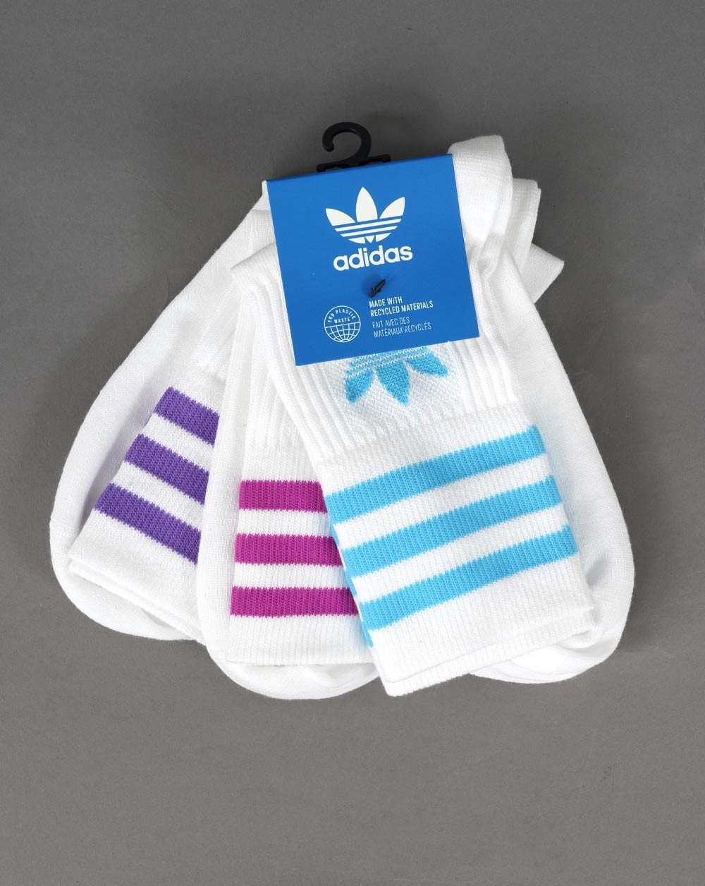 Adidas Originals Mid Cut Crew Socken 3er-Pack Weiß/Blau/Lila