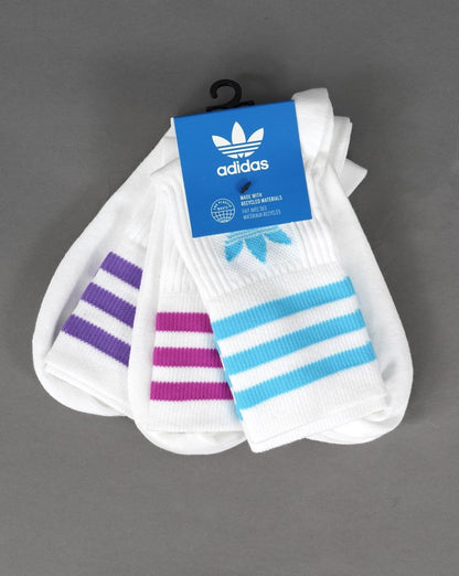 Adidas Originals Mid Cut Crew Socken 3er-Pack Weiß/Blau/Lila