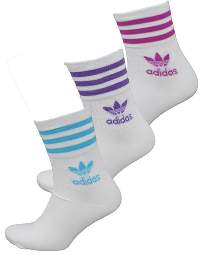 Adidas Originals Mid Cut Crew Socken 3er-Pack Weiß/Blau/Lila
