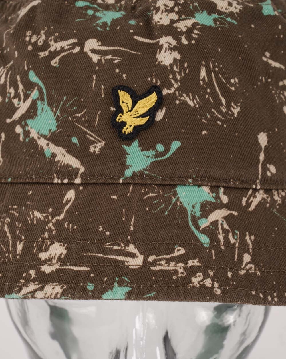 Lyle &amp; Scott – Fischerhut aus Baumwolltwill in Olivgrün mit Spritzermuster