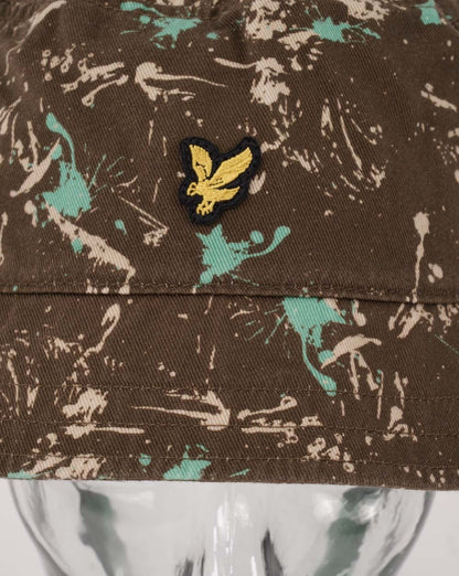 Lyle &amp; Scott – Fischerhut aus Baumwolltwill in Olivgrün mit Spritzermuster