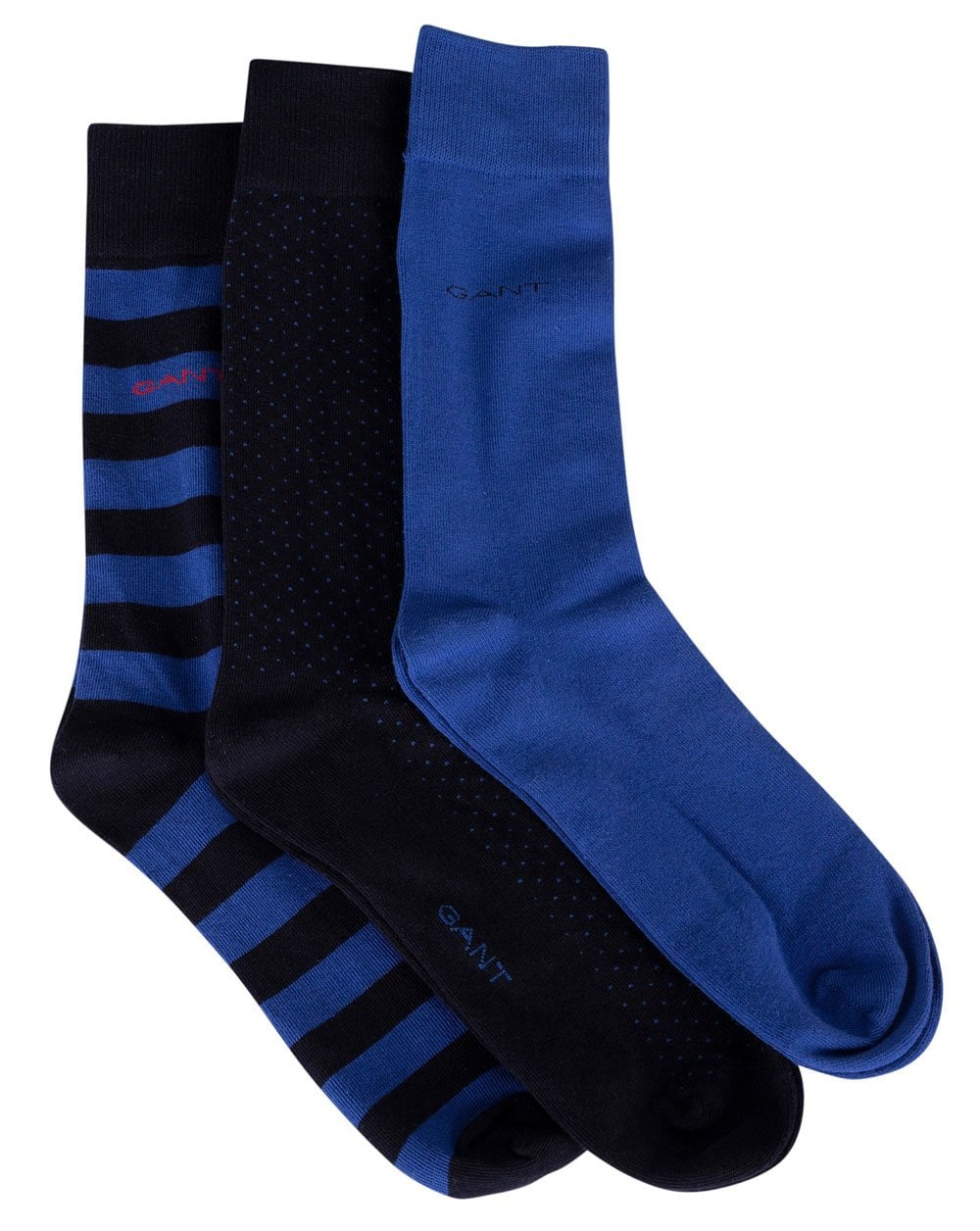 Gant – Socken mit Streifen und kleinen Punkten, 3er-Pack, Collegeblau