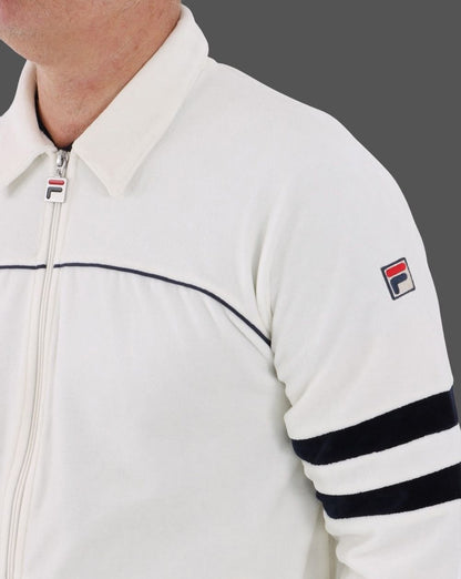 Fila Vintage Sammy-Frankie Velours-Trainingsjacke Off White/Marineblau