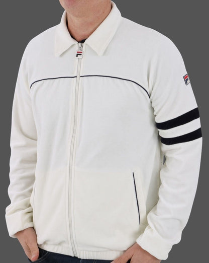 Fila Vintage Sammy-Frankie Velours-Trainingsjacke Off White/Marineblau