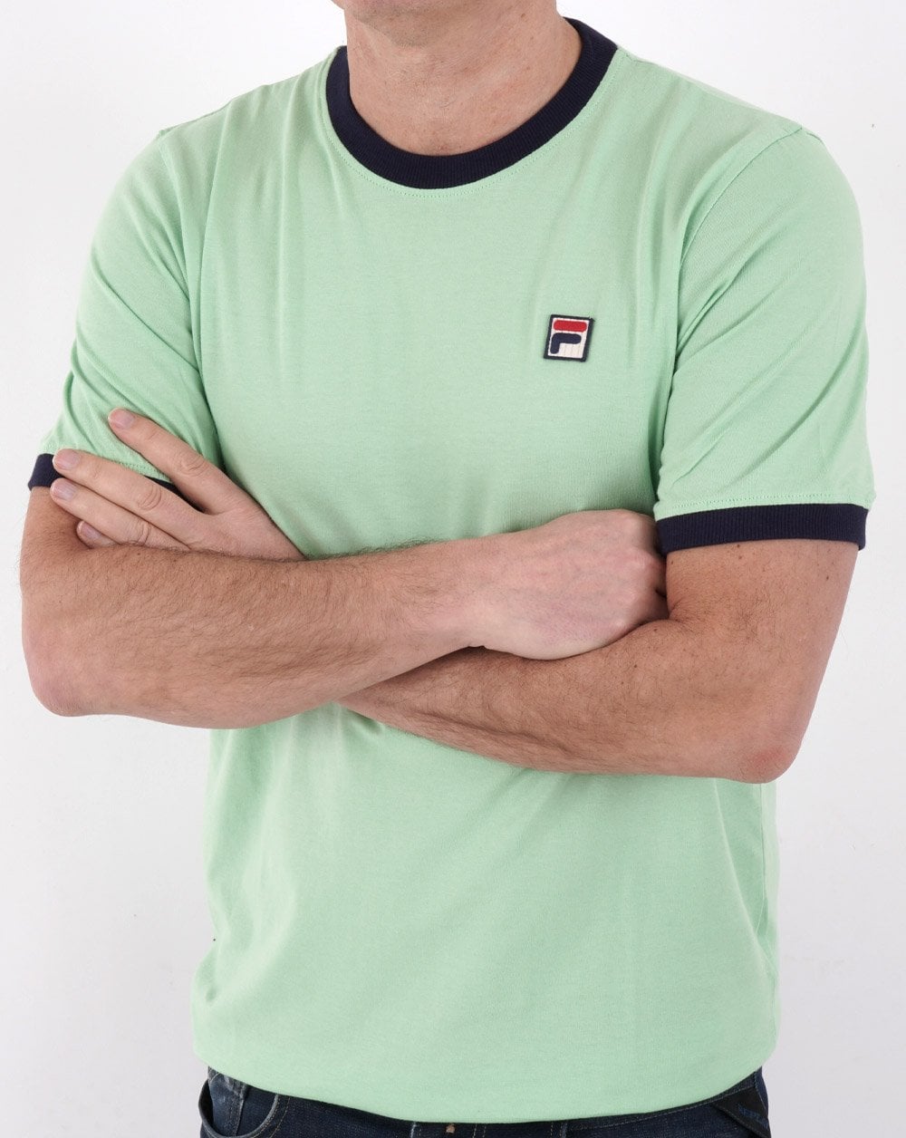 Fila Vintage Ringer T-Shirt Grün/Marineblau